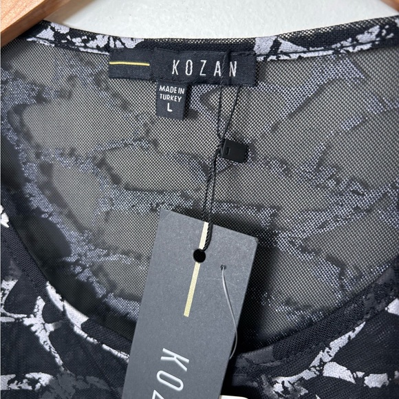NWT Kozan Black Silver Mesh Sheer Cardigan Crop Top button up - Picture 3 of 4